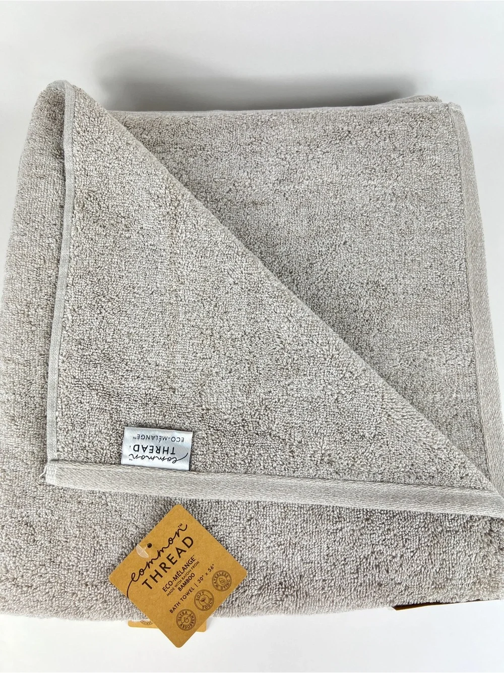 Common Thread Bamboo Bath Towel Set Tan Eco Melange Plush Soft Cotton 2 Pc NEW